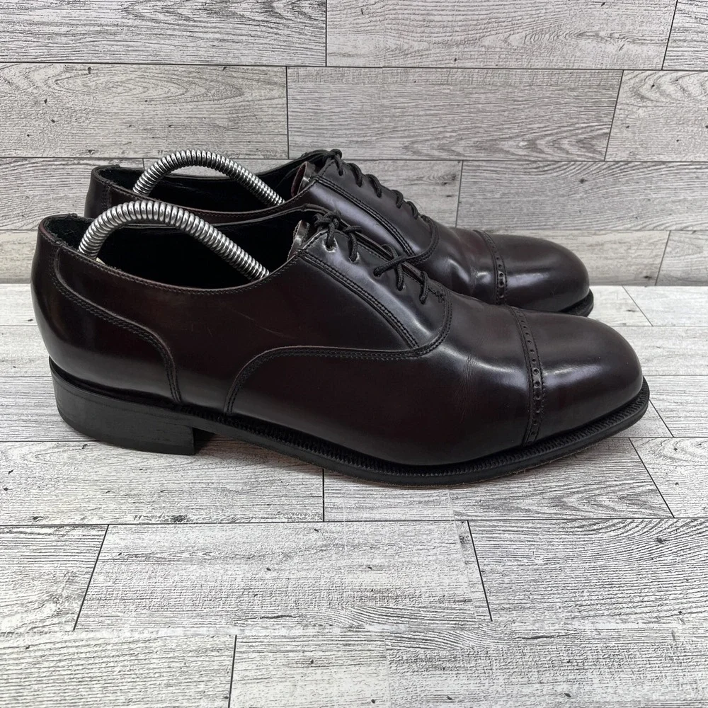 Florsheim 17067-05 Lexington Oxford Cap Toe Burgundy Leather Dress Shoes Men 10D